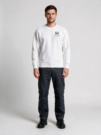 Sweatshirt Rudolf Beflockung Weiß in Weiß, Vorderansicht