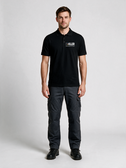 Polo test Schwarz in Schwarz, Vorderansicht