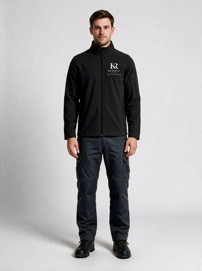 Softshelljacke Rudolf Beflockung Schwarz in Schwarz, Vorderansicht