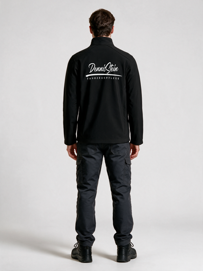 Softshelljacke Fahrzeugpflege Stein Schwarz in Schwarz, Rückansicht
