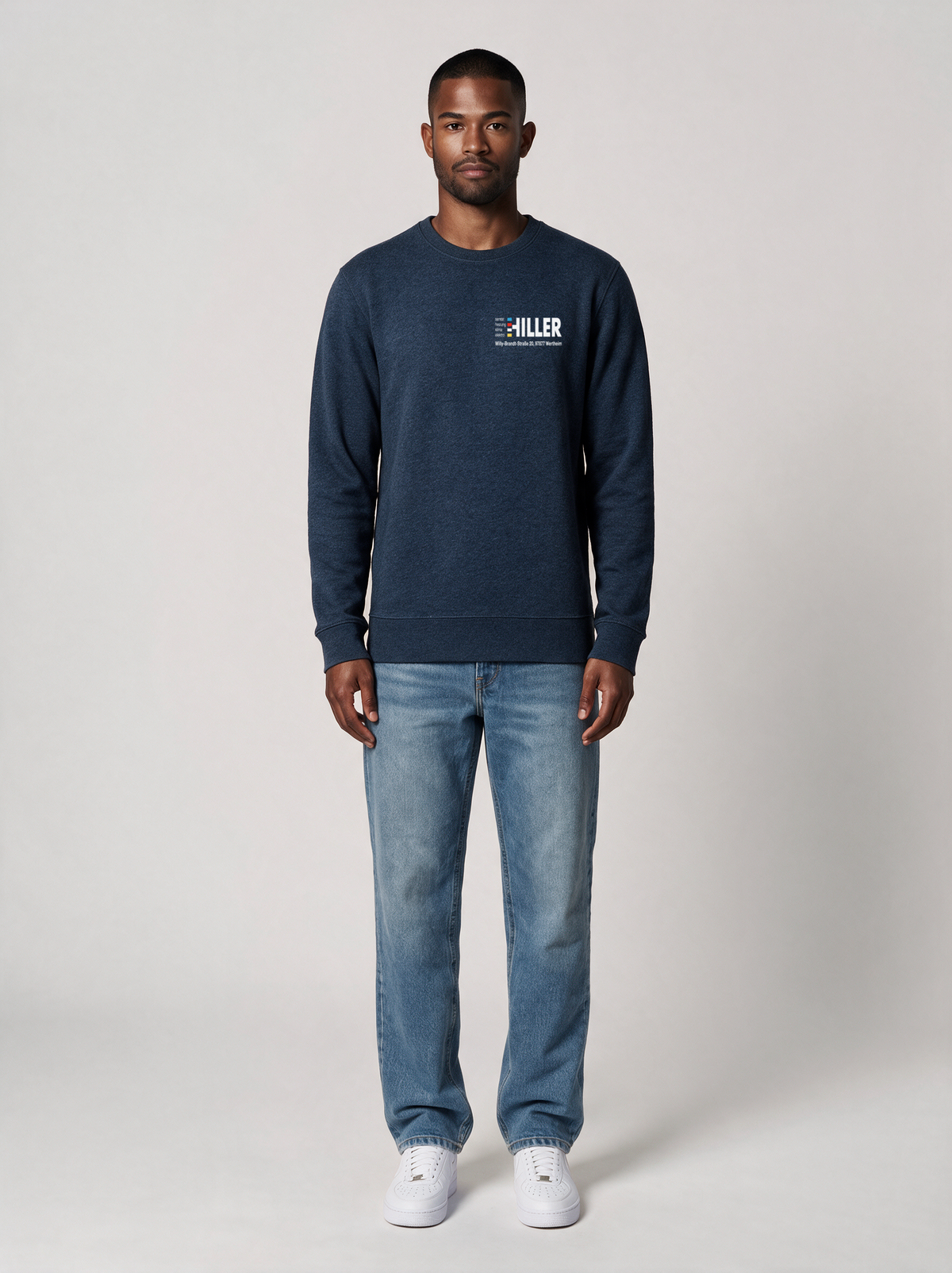 Sweatshirt Bio test Navy meliert in Navy meliert, Vorderansicht