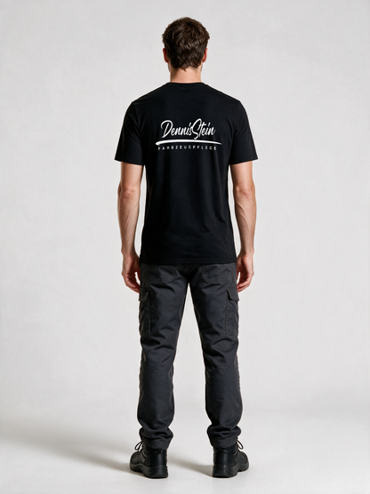 T-Shirt Fahrzeugpflege Stein Schwarz in Schwarz, Rückansicht