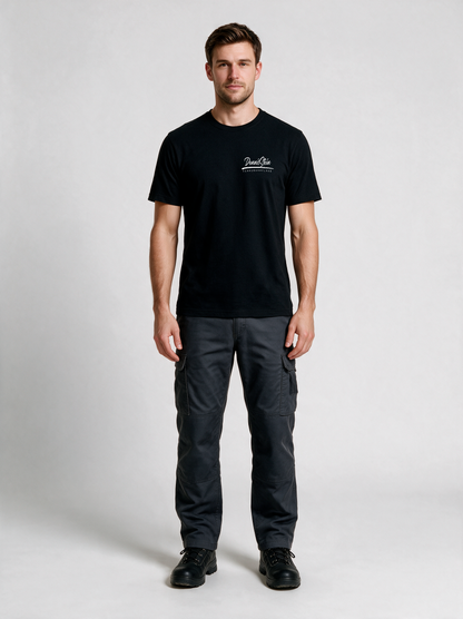 T-Shirt Fahrzeugpflege Stein Schwarz in Schwarz, Vorderansicht