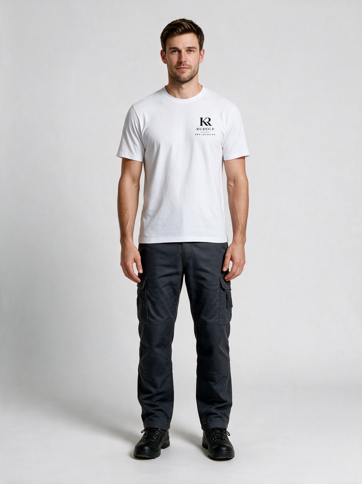 T-Shirt Rudolf Beflockung Weiß in Weiß, Vorderansicht