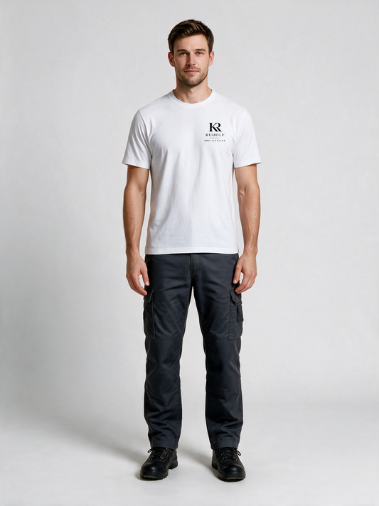 T-Shirt Rudolf Beflockung Weiß in Weiß, Vorderansicht